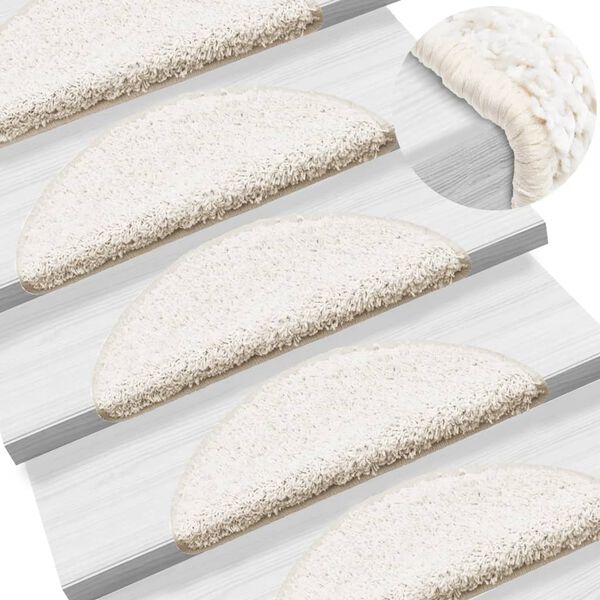 vidaXL Stair Mats 15 pcs 56x17x3 cm White Half Round