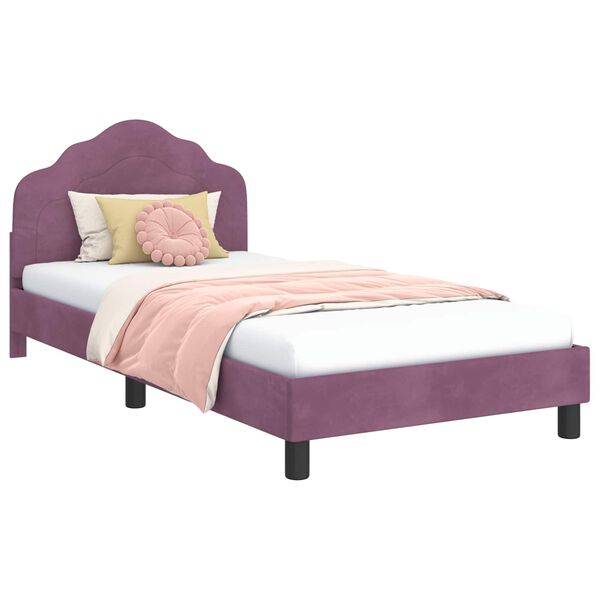 vidaXL Children's Bed Frame with Headboard Purple 90 x 200 cm Velvet