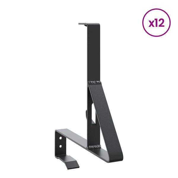 vidaXL Snow Guard Support 12 pcs Black 29.5 x 3 x 34.5 cm Steel