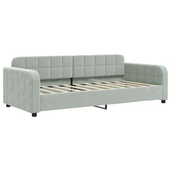 vidaXL Daybed with Trundle and Mattresses Light Grey 90x190 cm Velvet
