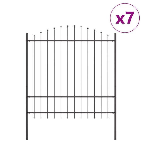 vidaXL Garden Fence 7 pcs Grey 170 x 215 cm Powder-Coated Steel