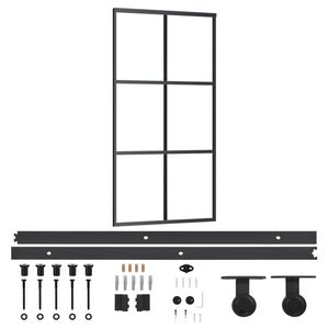 vidaXL Sliding Door with Hardware Set ESG Glass&Aluminium 102x205 cm