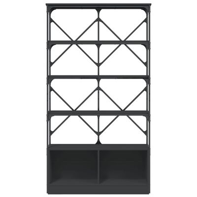 vidaXL Bookcase Black 100x26x180 cm Engineered Wood and Metal