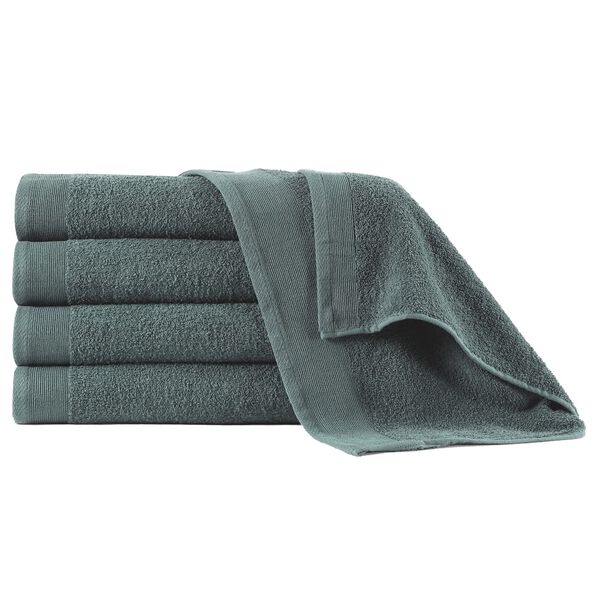 vidaXL Hand Towels 5 pcs Cotton 450 gsm 50x100 cm Green