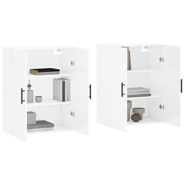 vidaXL Wall Mounted Cabinets 2 pcs High Gloss White 69.5x34x90 cm