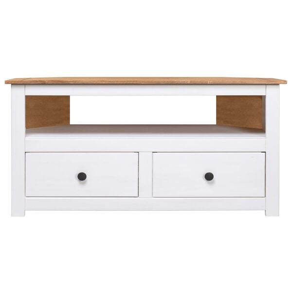 vidaXL Corner TV Cabinet White 93x49x49 cm Solid Pine Panama Range