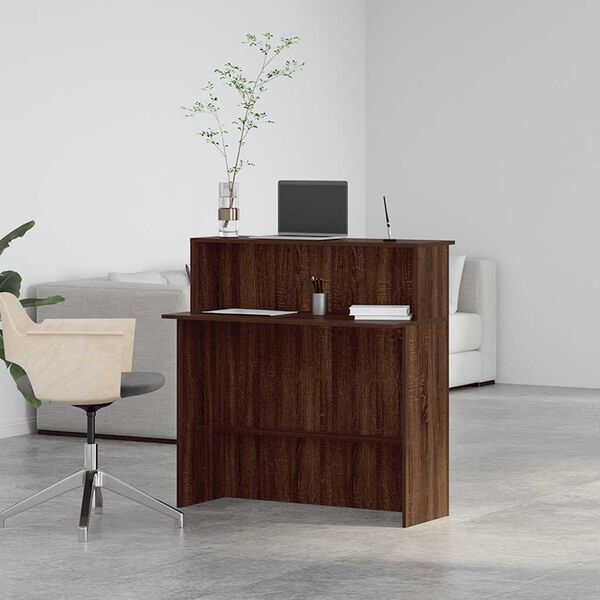 vidaXL Reception Desk Brown Oak 100x50x103.5 cm Engineered Wood