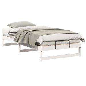 vidaXL Bed Frame White 100 x 200 cm Solid Pine Wood