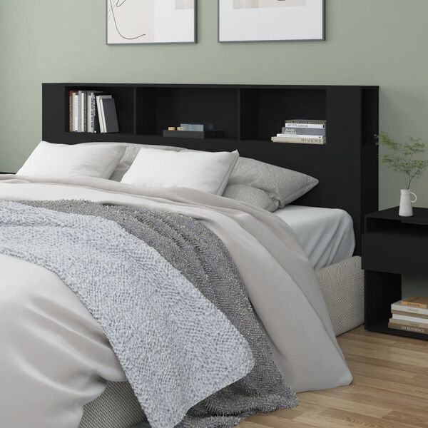 vidaXL Headboard Cabinet Black 200x18.5x104.5 cm