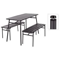 ProGarden 3 Piece Garden Table and Bench Set Steel Grey