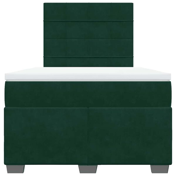 vidaXL Box Spring Bed with Mattress Dark Green 120x190 cm Small Double Velvet