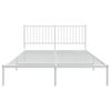 vidaXL Metal Bed Frame without Mattress with Headboard White 150x200cm