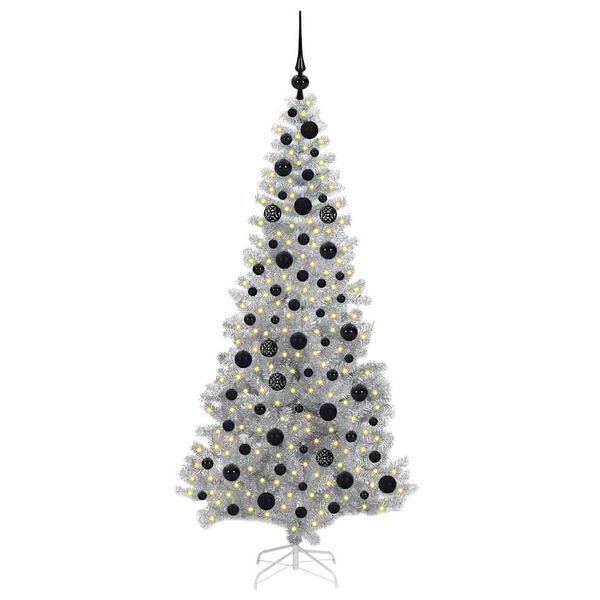 vidaXL Christmas Tree with 300 LEDs with Stand Silver 180 cm PET