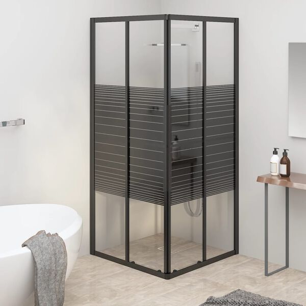 vidaXL Stripe Shower Cabin ESG 80x80x180 cm Black