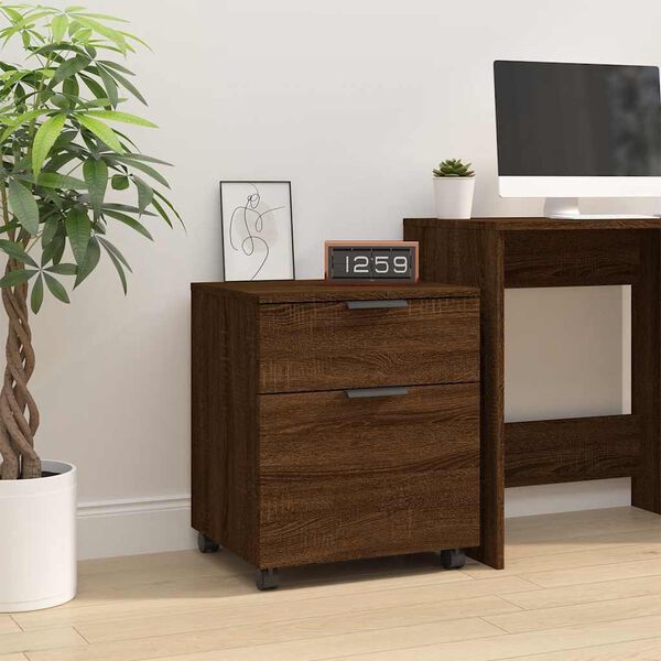 vidaXL Mobile File Cabinet with Wheels Brown Oak 45x38x54 cm Engineered Wood