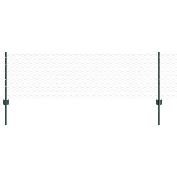 vidaXL Fence with Post Green 0.6 x 25 m Steel and PVC