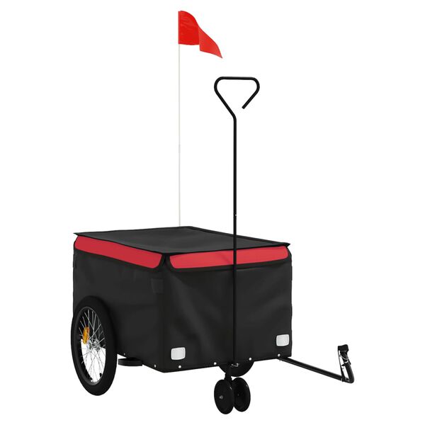 vidaXL Bike Trailer Black and Red 30 kg Iron
