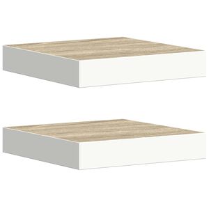 vidaXL Floating Wall Shelves 2 pcs Oak and White 23x23.5x3.8 cm MDF