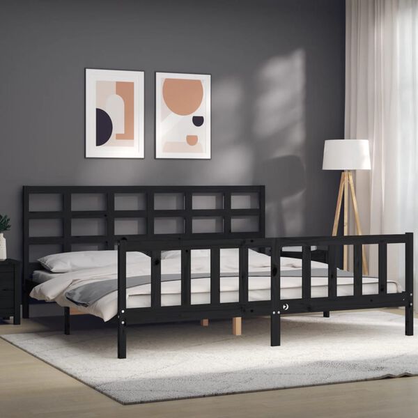 vidaXL Bed Frame without Mattress Black 200x200 cm Solid Wood Pine