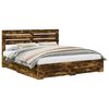 vidaXL Bed Frame with Drawer Smoked Oak 200 x 200 cm Engineered Wood