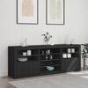 vidaXL Sideboard with LED Lights Black 181.5x37x67 cm