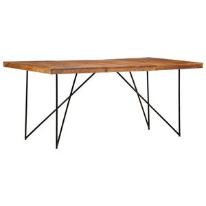 vidaXL Dining Table | Natural and black | Solid acacia wood and steel | Large