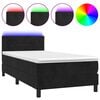 vidaXL Box Spring Bed with Mattress&LED Black 90x190cm Velvet