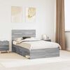 vidaXL Bed Frame Grey Sonoma 135 x 190 cm Solid Pine Wood