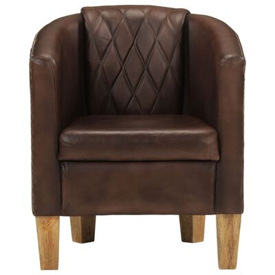 vidaXL Tub Chair Light Brown Real Leather