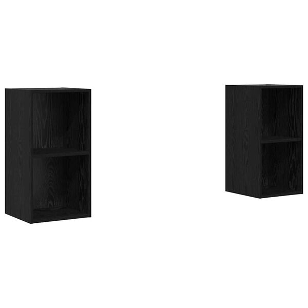 vidaXL TV Cabinet Set 2 pcs Black Oak 37 x 37 x 72 cm Engineered Wood