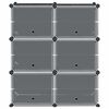 vidaXL Storage Cube Organiser with 6 Cubes and Doors Black PP