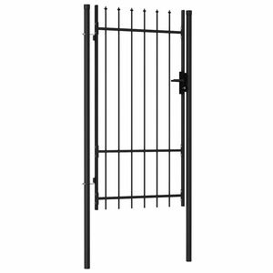 vidaXL Fence Gate "BOXTEL" Single Door with Spike Top 1x1.75 m Black