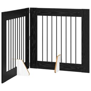 vidaXL Foldable Dog Gate with Stands 2 pcs Black Oak 160.5 cm