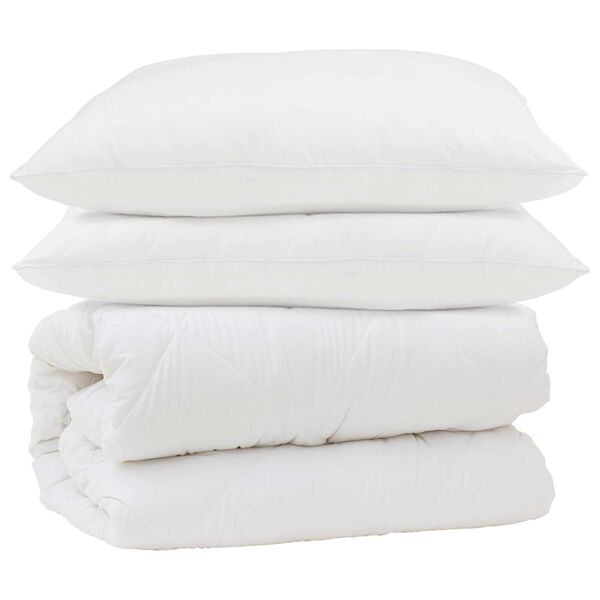 vidaXL Duvet Set with Pillow 3 pcs White Microfiber and Down Feather