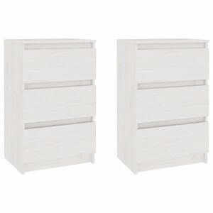 vidaXL Bedside Cabinets 2 pcs White 40x29.5x64 cm Solid Pine Wood