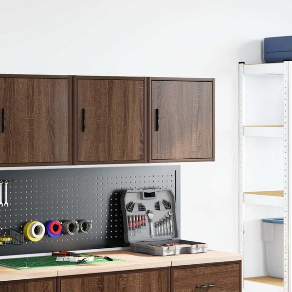 vidaXL Garage Wall Cabinets 2 pcs Brown Oak Engineered Wood