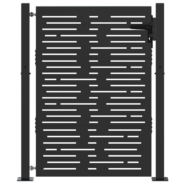 vidaXL Garden Gate with Lock Black 85 x 130 cm Powder-Coated Steel