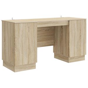 vidaXL Desk with Shelf Sonoma Oak 142.5 x 50 x 75 cm Engineered Wood