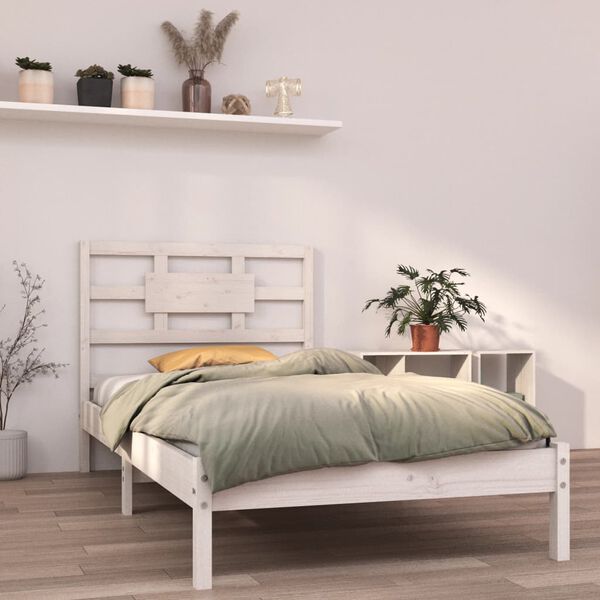 vidaXL Bed Frame without Mattress White 90x190 cm Single Solid Wood