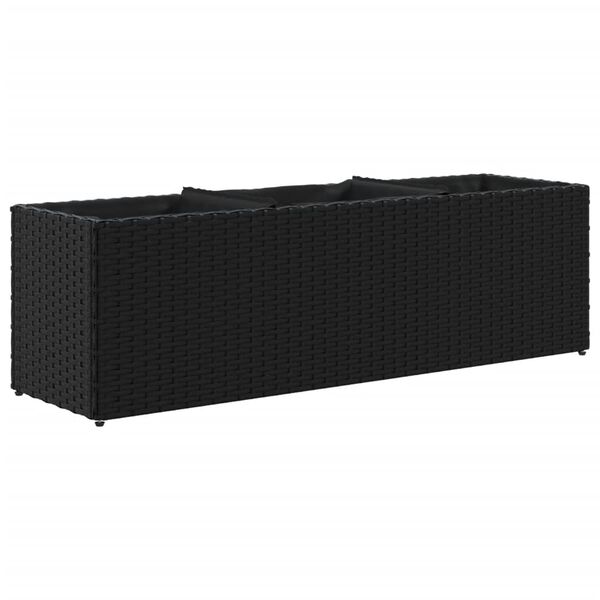 vidaXL Garden Planter with 3 Pots Black 105x30x32 cm Poly Rattan