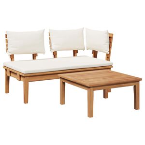 vidaXL Garden Bench 2 pcs Cream and Brown Solid Teak wood