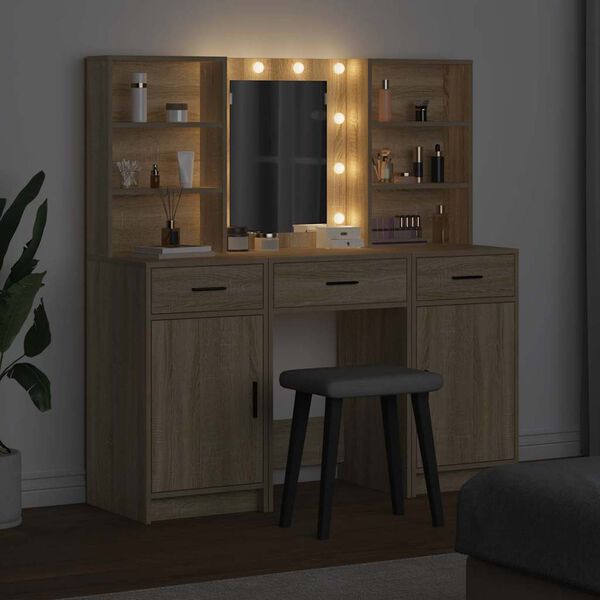 vidaXL Dressing Table Set with Drawer 3 pcs Sonoma Oak Engineered Wood