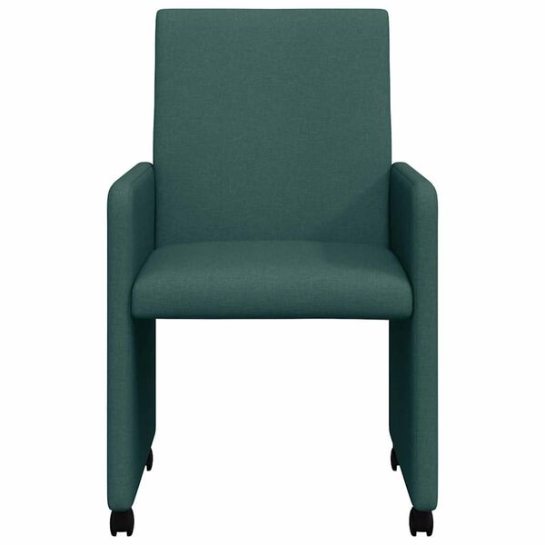 vidaXL Dining Chairs with Wheels 2 pcs Dark green 57 x 66 x 94 cm