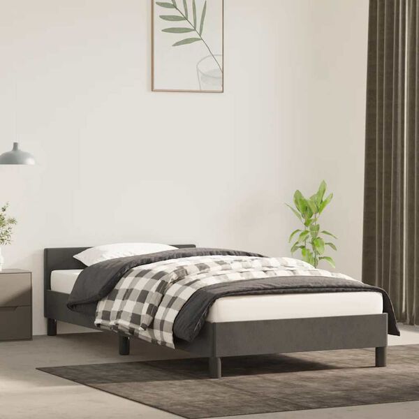 vidaXL Bed Frame without Mattress Dark Grey 90x190cm Single Velvet