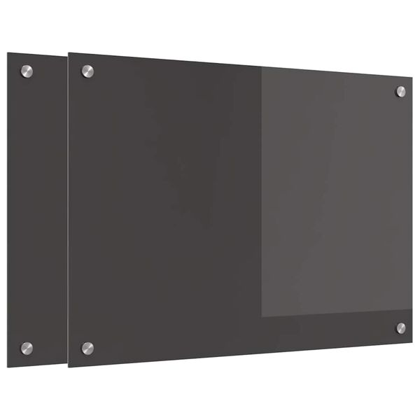 vidaXL Kitchen Backsplash 2 pcs Dark Grey 70 x 50 cm Tempered Glass