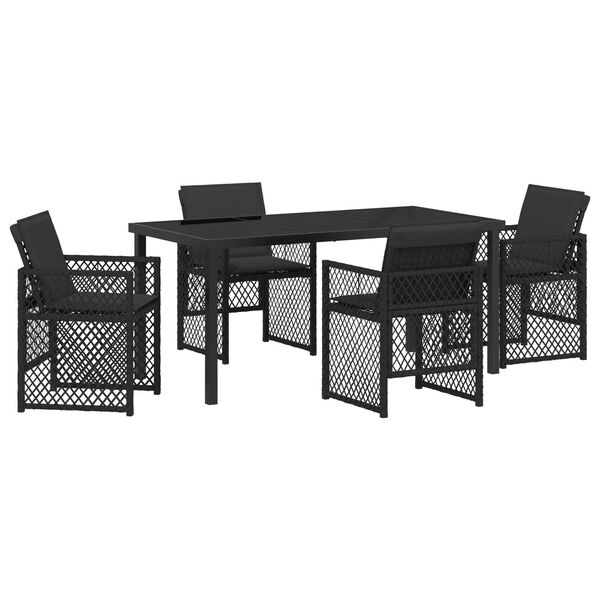 vidaXL Garden Dining Set 5 pcs Black Poly Rattan