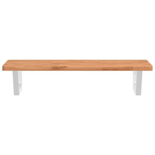 vidaXL Basin Shelf Wall Mounted Steel and Solid Wood Beech