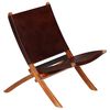vidaXL Folding Relaxing Chair Brown Real Leather