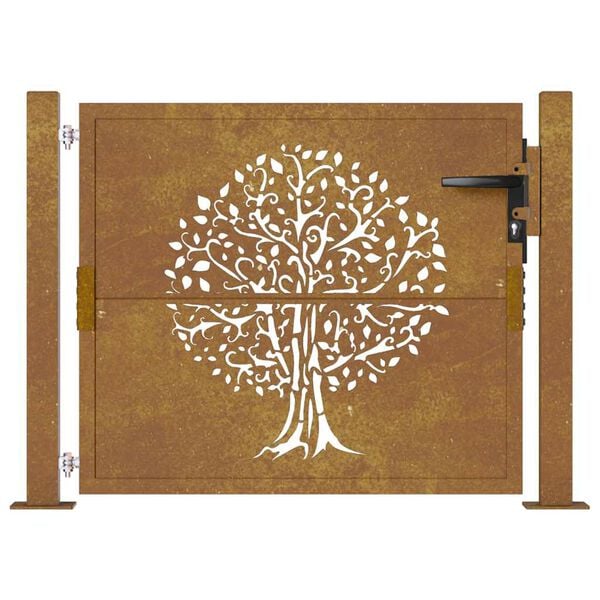 vidaXL Garden Gate 100x75 cm Corten Steel Tree Design