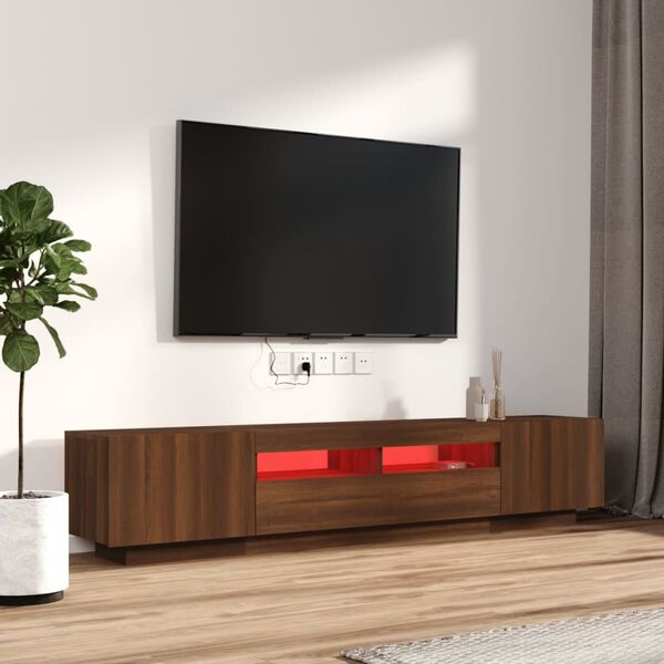 vidaXL 2 Piece TV Cabinet Set with LED Lights Brown Oak Engineered Wood